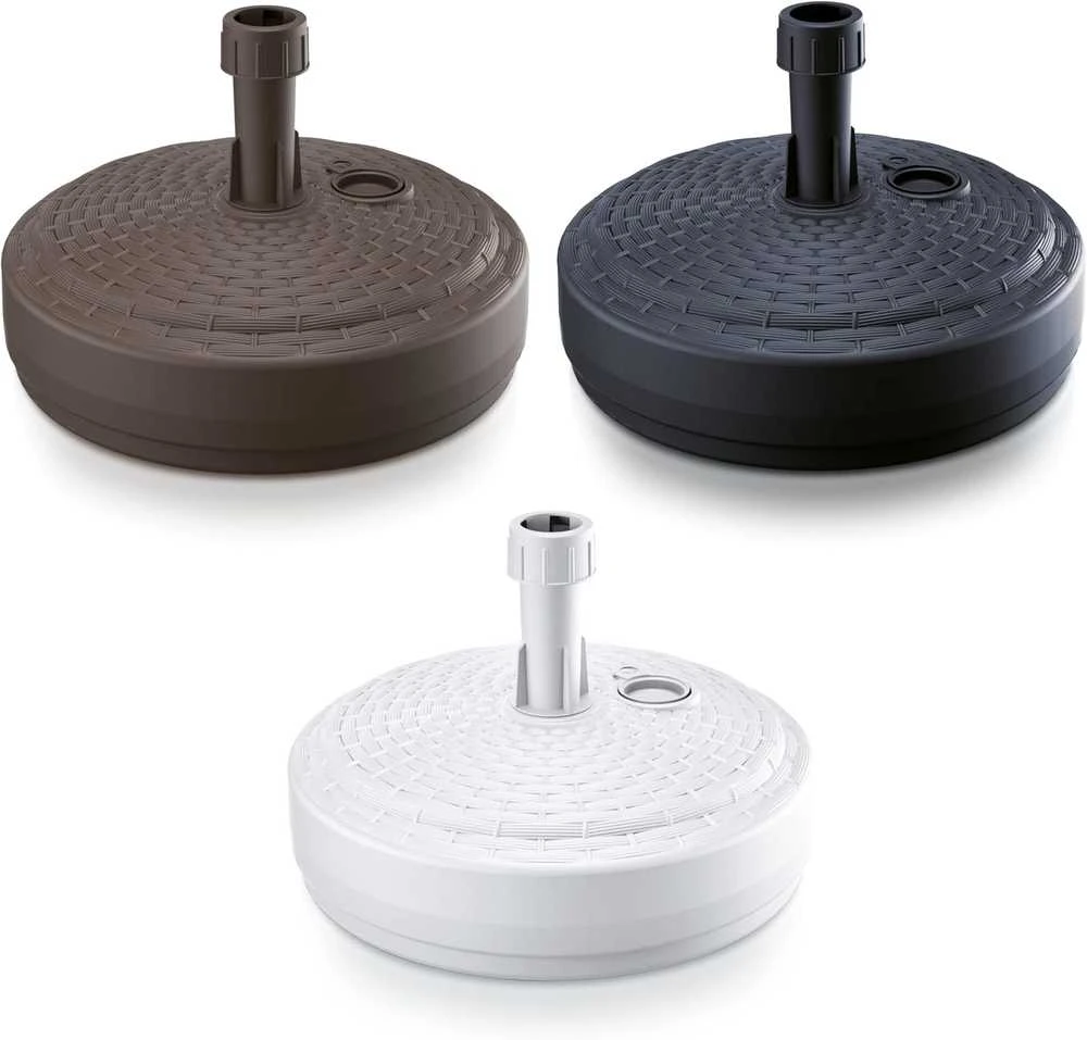 Botle apvalus skėtinių stovų pagrindas, plastikinis, rataninio rašto, antracito spalvos, 24-30 mm skersmens
