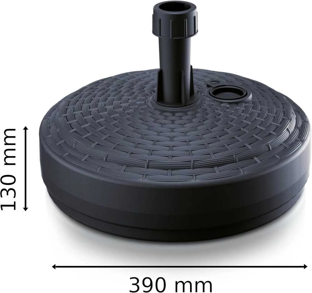 Botle apvalus skėtinių stovų pagrindas, plastikinis, rataninio rašto, antracito spalvos, 24-30 mm skersmens