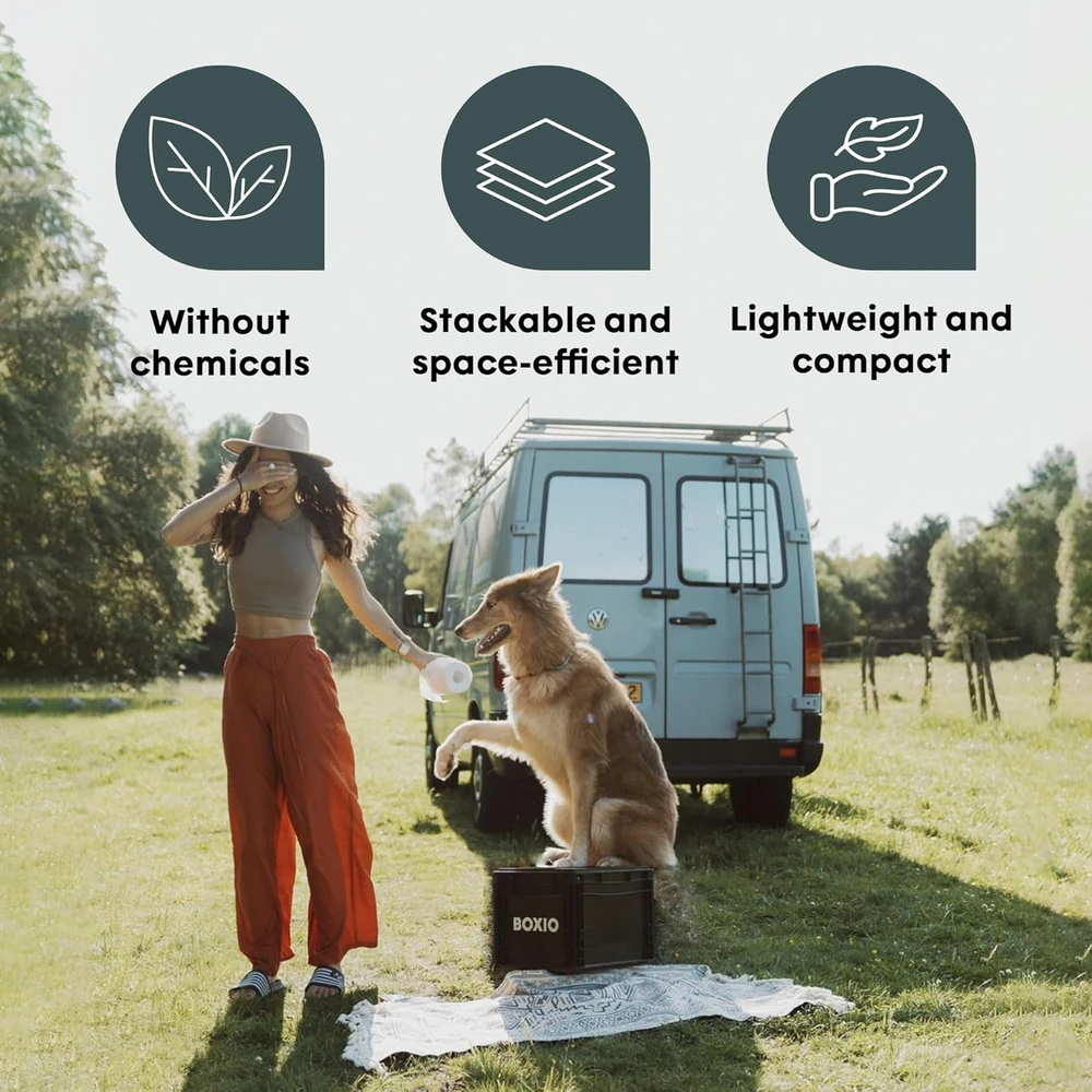 BOXIO kompaktiška mobilioji atskirianti tualeto dėžė, 40 x 30 x 28 cm, juoda, BOX-TOI-BL-403027-PLUS