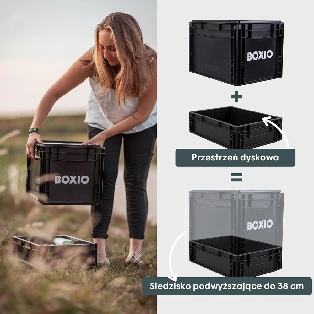 BOXIO mobili kompostuojanti tualeto dėžė, atskyrimo funkcija, 40 x 30 x 28 cm, juoda, BOX-TOI-BL-403027-MAX