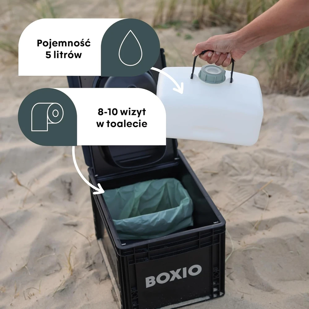 BOXIO mobili kompostuojanti tualeto dėžė, atskyrimo funkcija, 40 x 30 x 28 cm, juoda, BOX-TOI-BL-403027-MAX