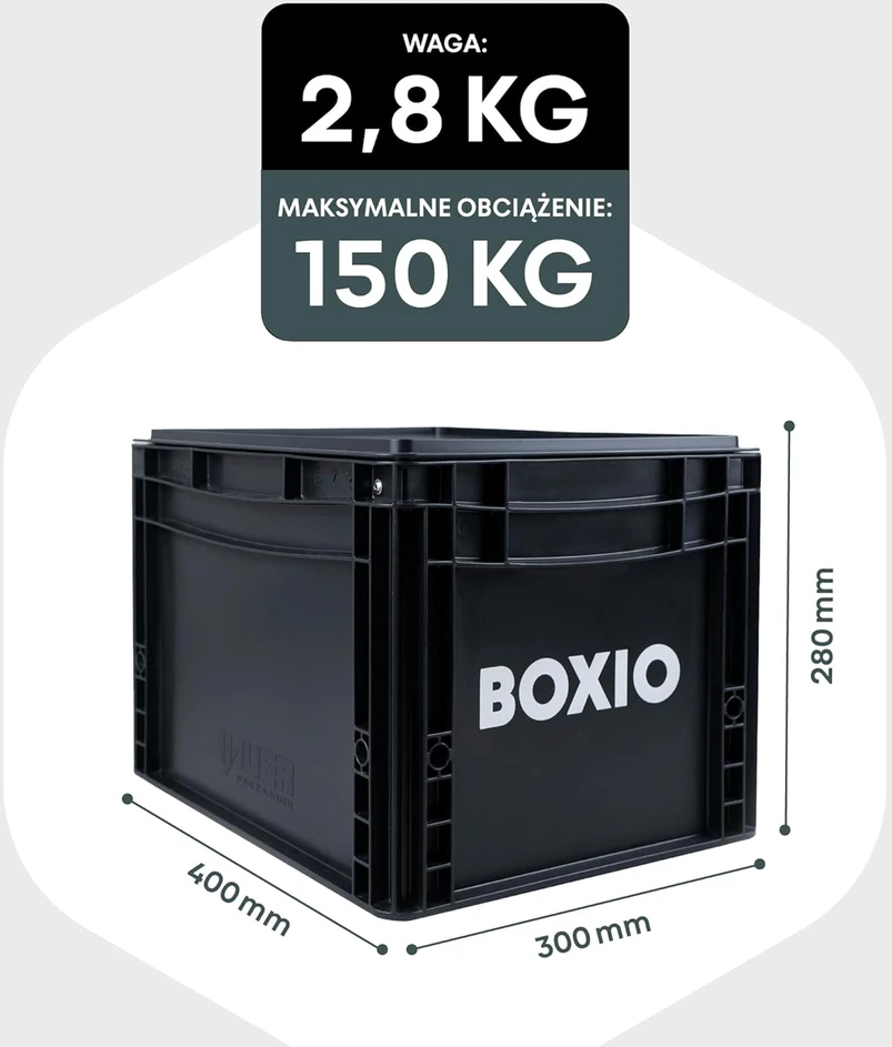 BOXIO mobilus sausas tualetas, kompaktiškas, 40 x 30 x 28 cm, plastikinis, juodos spalvos, BOX-TOI-BL-403027-10