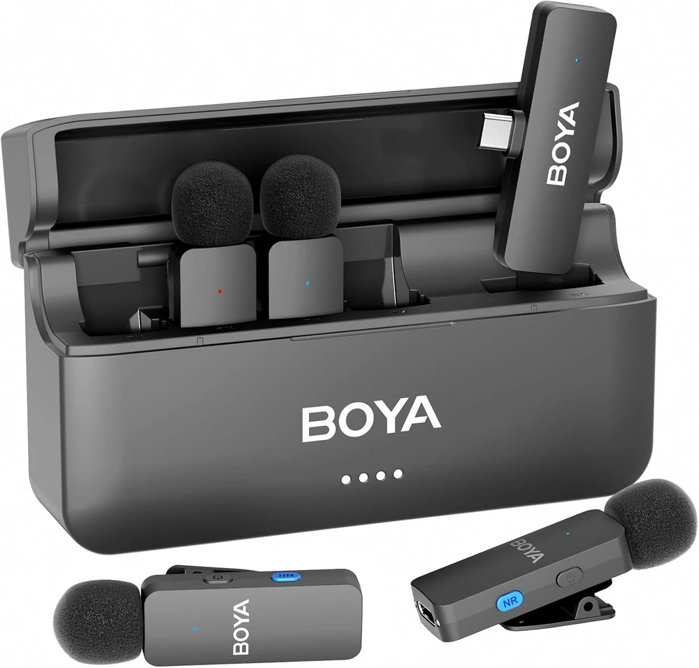 BOYA belaidis lavalier tipo mikrofonas BY-V4U, keturių kanalų, triukšmo mažinimas, USB-C