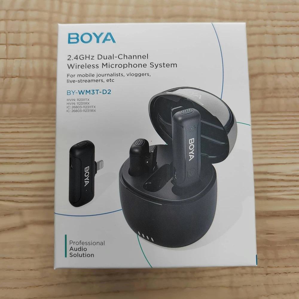 BOYA belaidis lavalier tipo mikrofonas iPhone, MFi sertifikuotas, Lightning jungtis, 32 h veikimo trukmė, BY-WM3T-D2