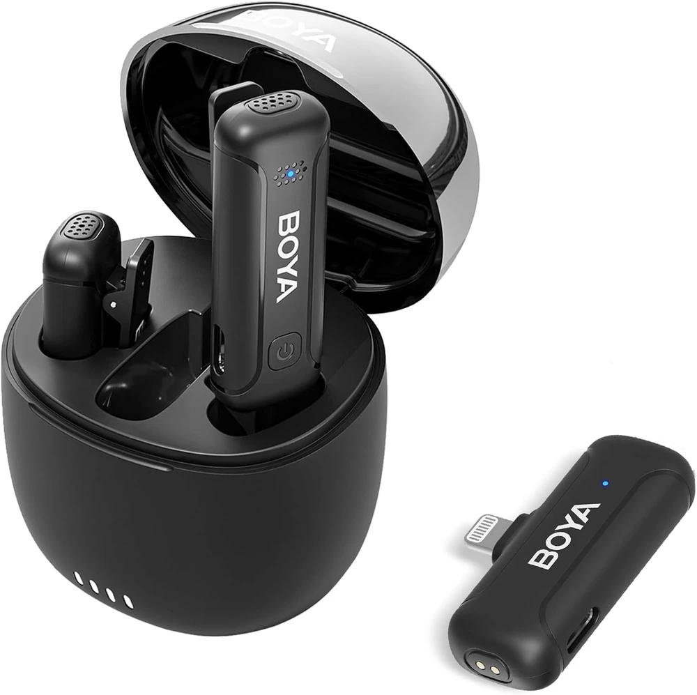 BOYA belaidis lavalier tipo mikrofonas iPhone, MFi sertifikuotas, Lightning jungtis, 32 h veikimo trukmė, BY-WM3T-D2