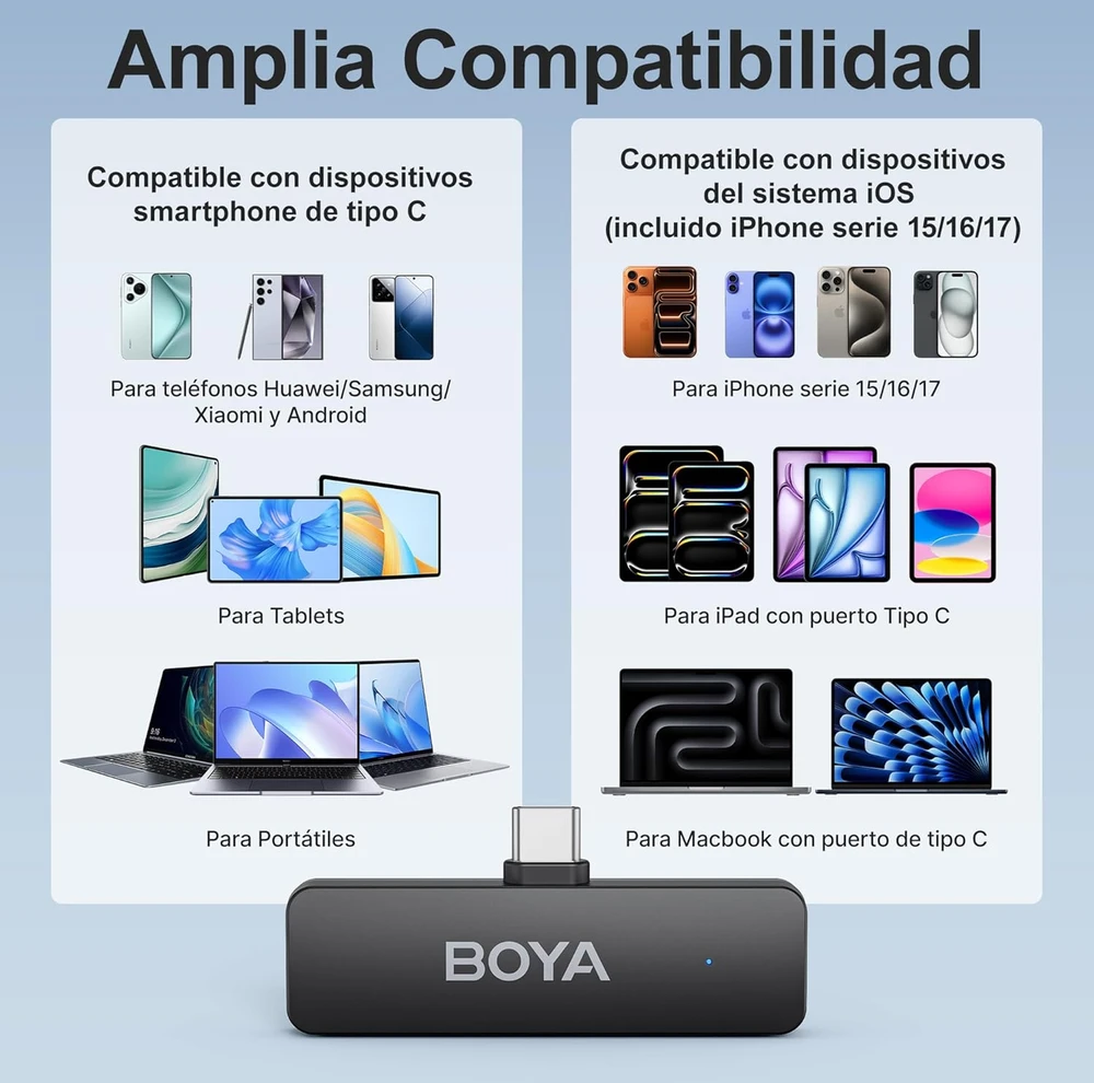 BOYA belaidis mikrofonas BY-V4 2.4GHz su 4 siųstuvais ir 1 imtuvu (C tipo) Juodas EU