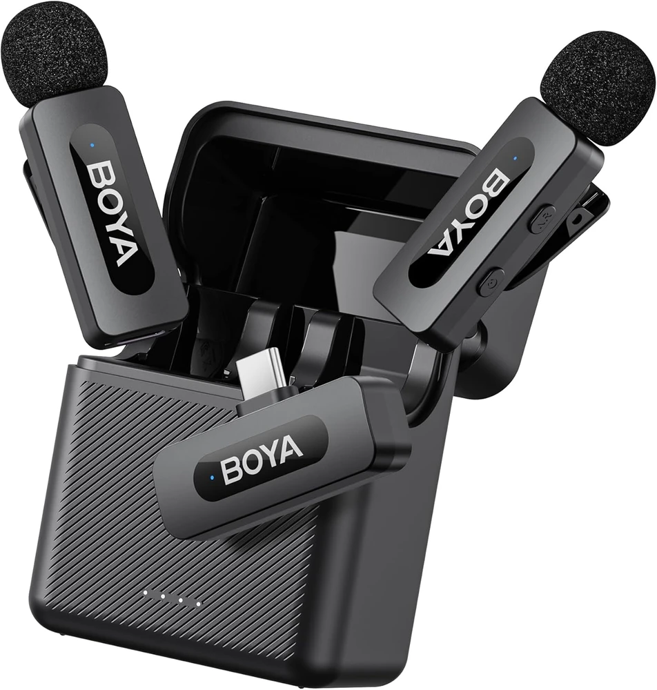 BOYA belaidis mikrofonas BY-V30 2.4GHz su 2 siųstuvais ir 1 imtuvu (C tipo) Juodas EU
