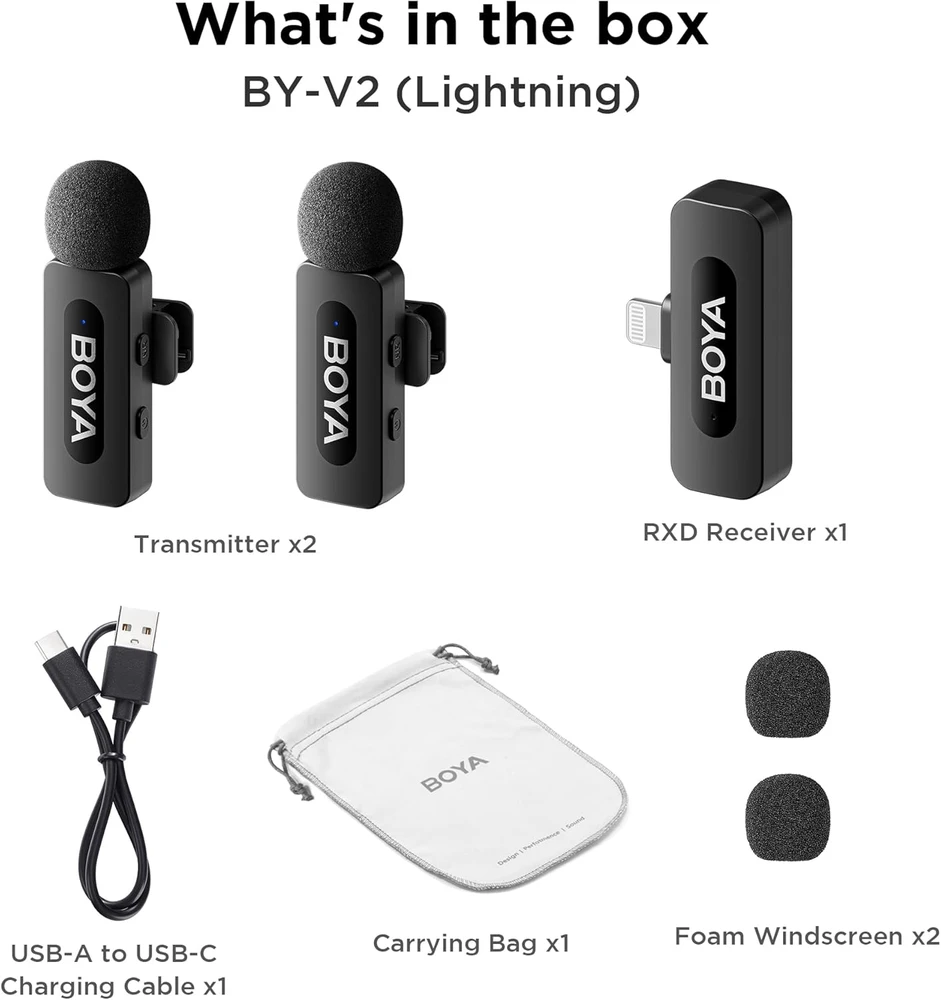 Boya BY-V2 belaidis mikrofonas Lightning