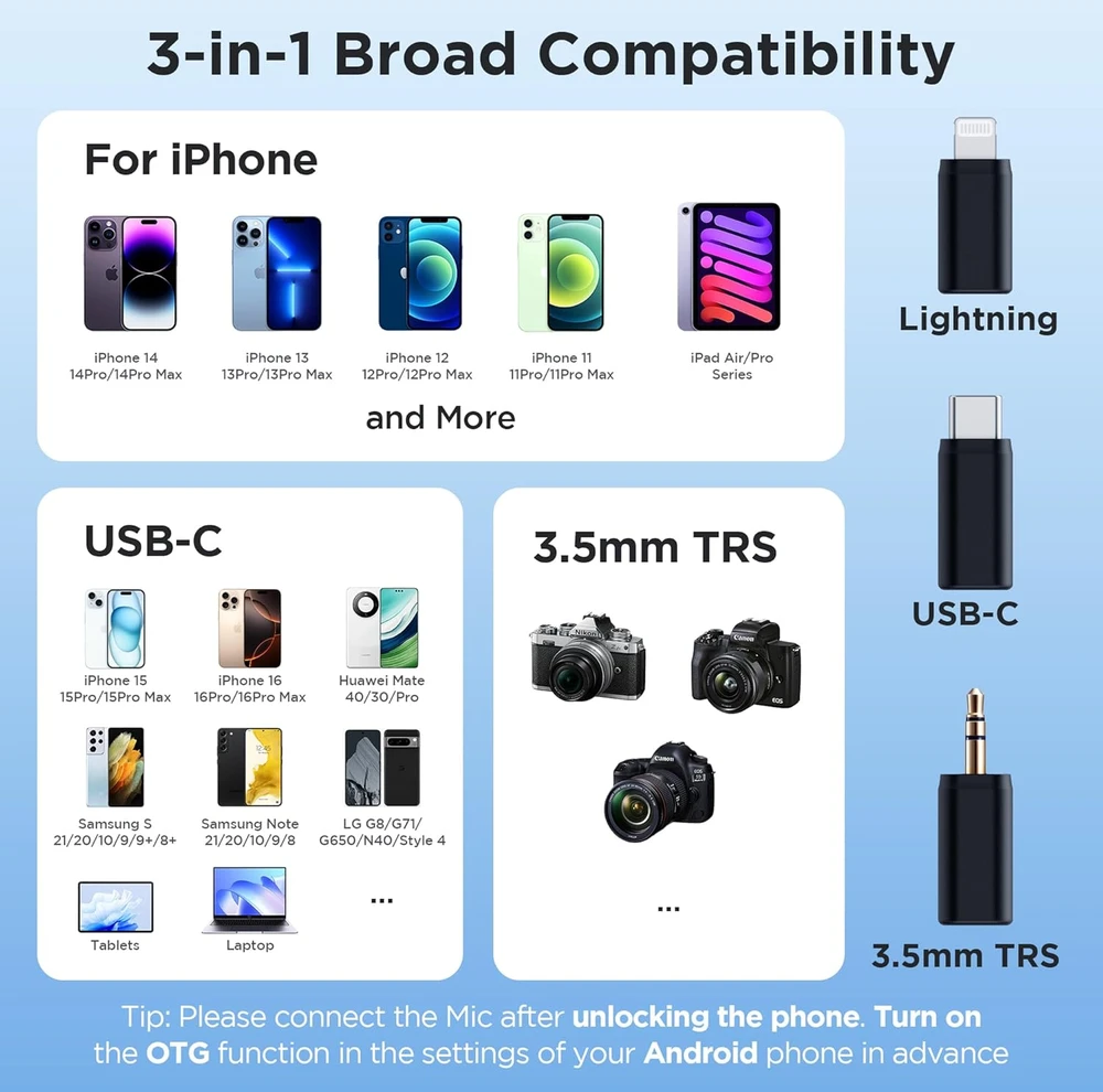 BOYA BOYALINK V2.0 belaidžiai mikrofonai 2.4GHZ USB-C - Juodas