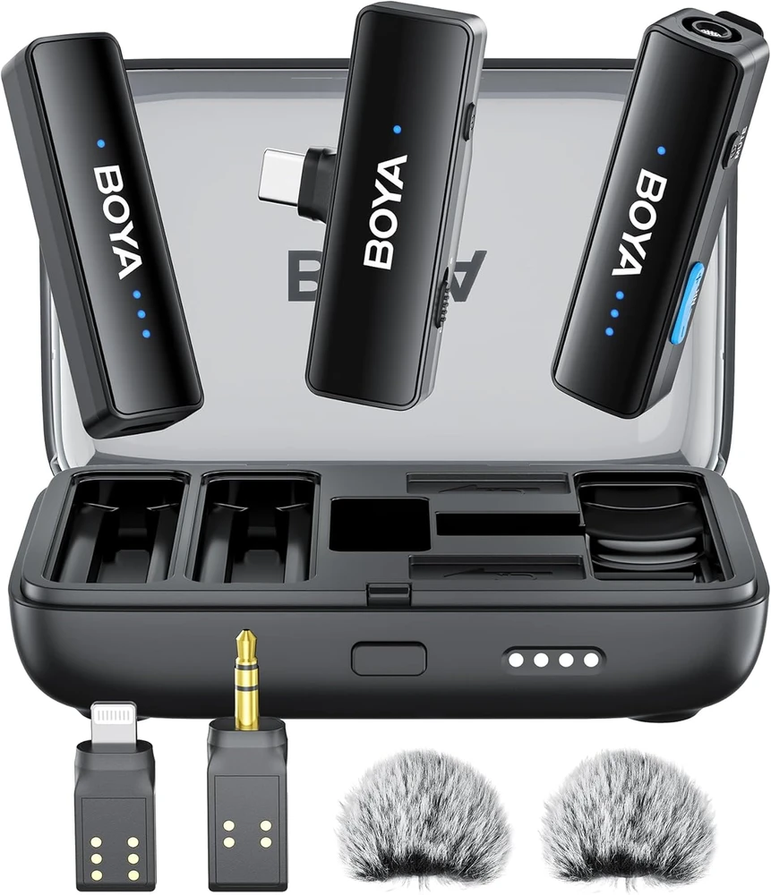 BOYA BOYALINK V2.0 belaidžiai mikrofonai 2.4GHZ USB-C - Juodas