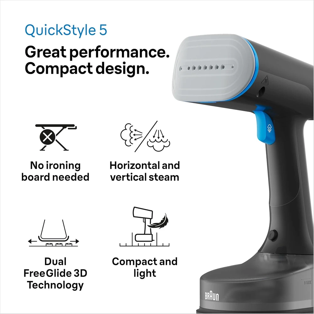 BRAUN QuickStyle 5 Garment garintuvas GS 5031 Juodas/Mėlyna