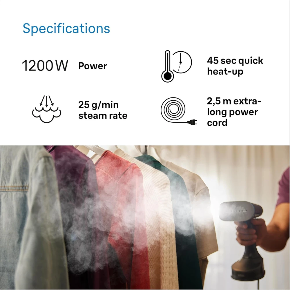 BRAUN QuickStyle 5 Garment garintuvas GS 5031 Juodas/Mėlyna