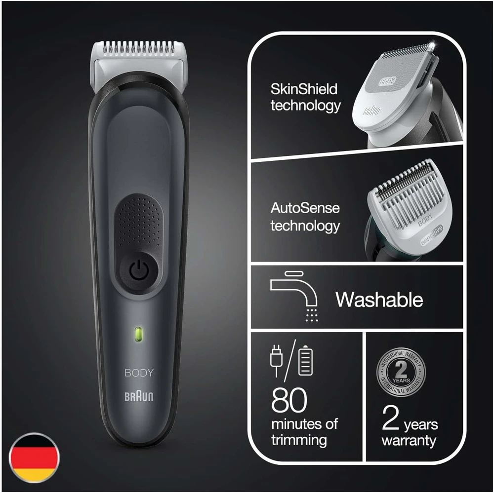 Braun Body Groomer | BG3340 | Cordless | Juodas/Pilkas