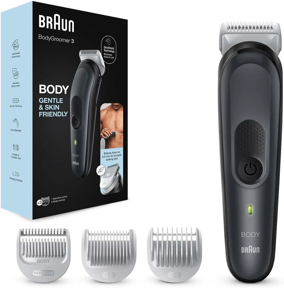 Braun Body Groomer | BG3340 | Cordless | Juodas/Pilkas