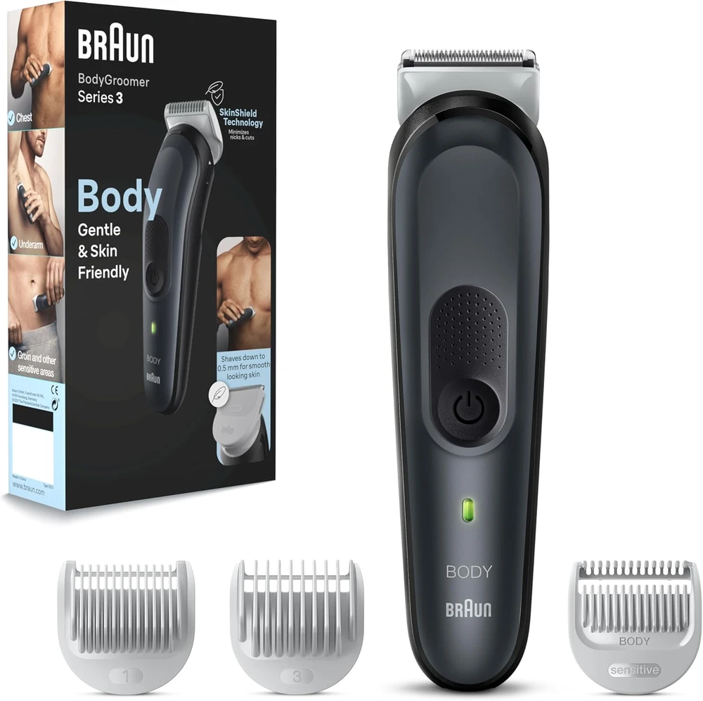 Braun Body Groomer | BG3340 | Cordless | Juodas/Pilkas