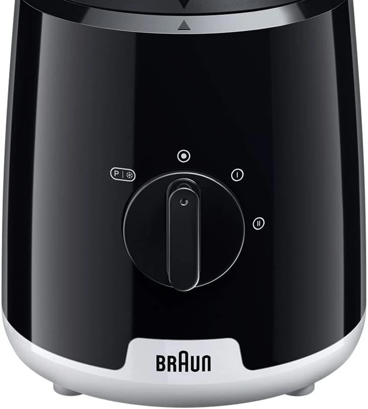 Braun stacionarus blenderis PowerBlend 1, 600 W, 1.5 l stiklinis ąsotis, butelis Smoothie2Go, juodas, JB1051BK