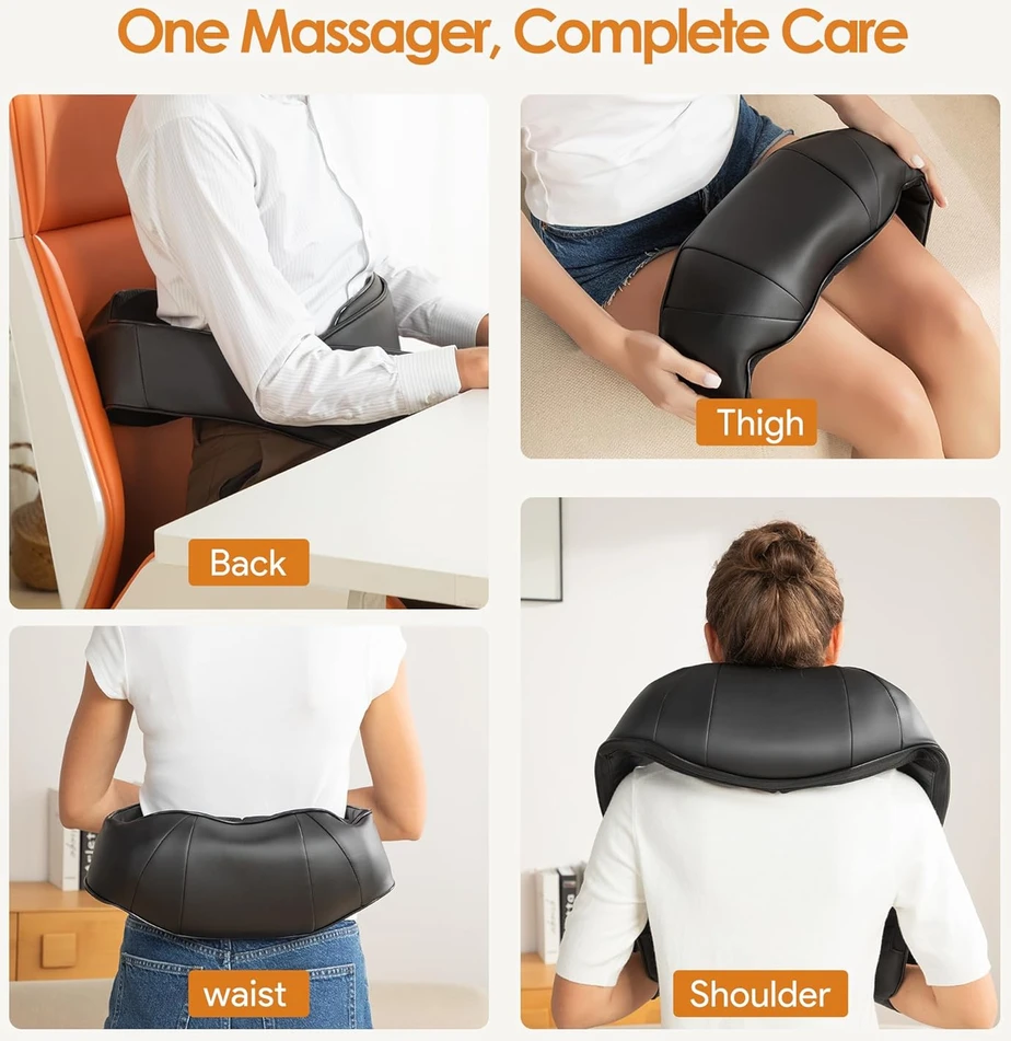 Brelley Shiatsu kaklo ir nugaros masažuoklis su šildymu, 8 masažiniais mazgais JHR2