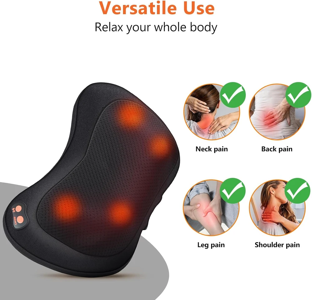 Brelley Shiatsu masažinė pagalvė kaklui ir nugarai su šildymo funkcija, JH016