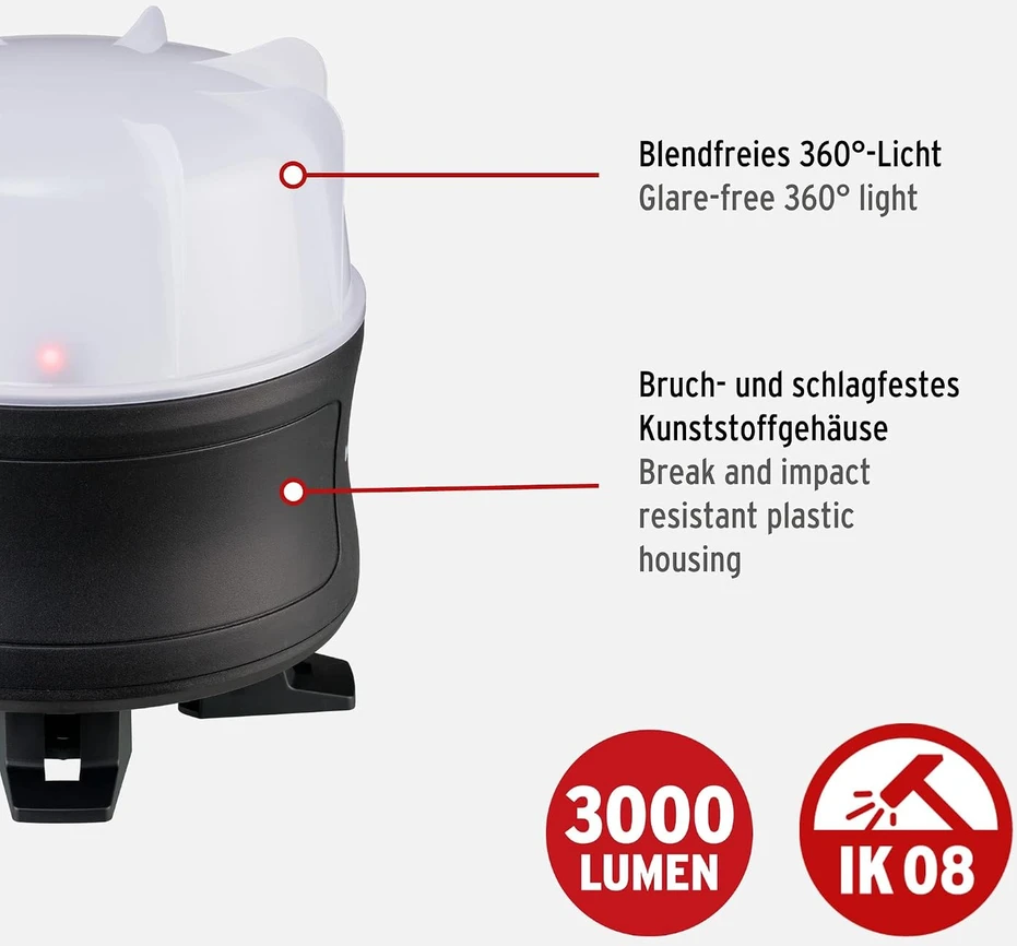 Brennenstuhl akumuliatorinis 360° LED darbo prožektorius 30 W 3000 lm 1171410301