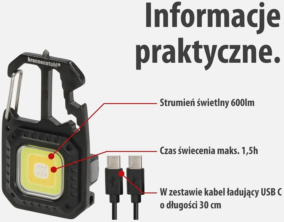 Brennenstuhl LED darbinis žibintuvėlis 600 lm su akumuliatoriumi, 7 režimai, MTL 600 A