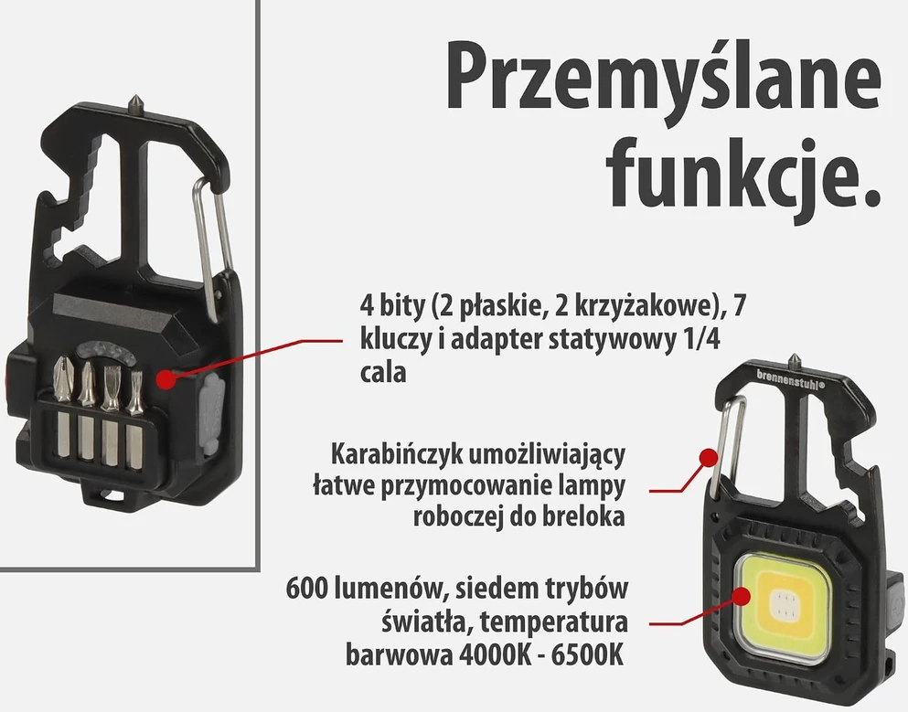 Brennenstuhl LED darbinis žibintuvėlis 600 lm su akumuliatoriumi, 7 režimai, MTL 600 A