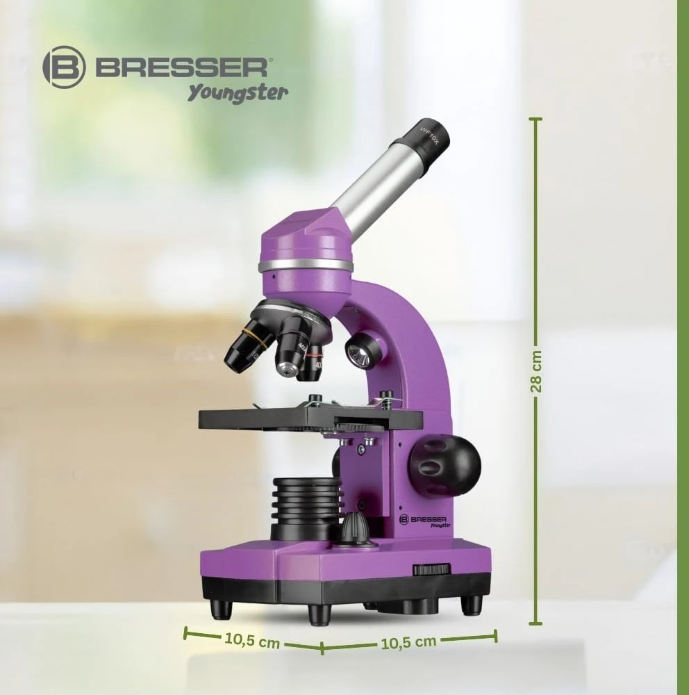 Mikroskopas Bresser Junior Biolux SEL 40–1600x, violetinis