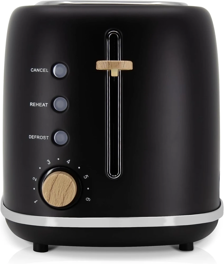 briebe Nordic pusryčių rinkinys – 2 riekelių duonos skrudintuvas, 6 apkepimo lygiai, elektrinis virdulys 1,7 l, 2200 W, juodas