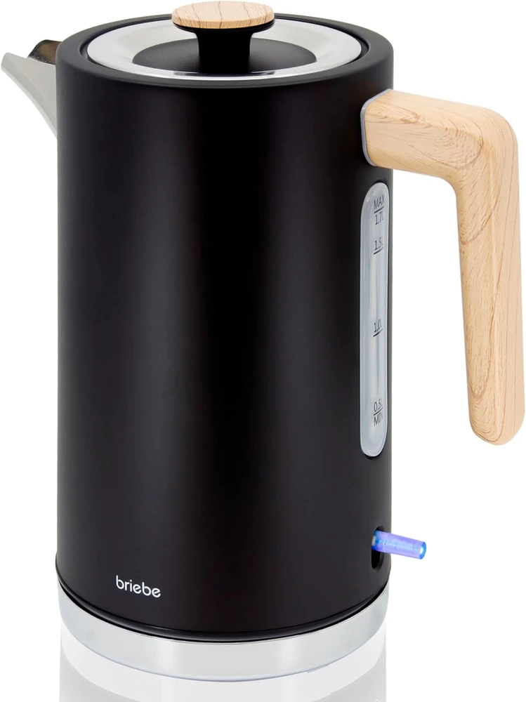 briebe Nordic pusryčių rinkinys – 2 riekelių duonos skrudintuvas, 6 apkepimo lygiai, elektrinis virdulys 1,7 l, 2200 W, juodas