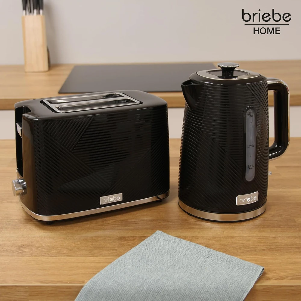 briebe pusryčių rinkinys: elektrinis virdulys 1,7 l, 2200 W ir dvigubas skrudintuvas, 7 laipsnių reguliavimas