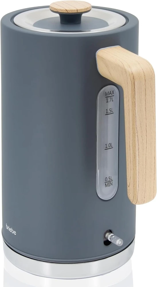 briebe pusryčių rinkinys Nordic – elektrinis virdulys 1,7 l 2200 W ir 2 riekelių skrudintuvas, 6 lygiai, pilkas, SKT1167