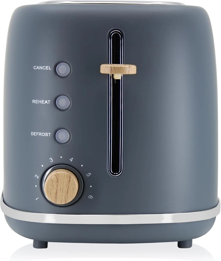 briebe pusryčių rinkinys Nordic – elektrinis virdulys 1,7 l 2200 W ir 2 riekelių skrudintuvas, 6 lygiai, pilkas, SKT1167