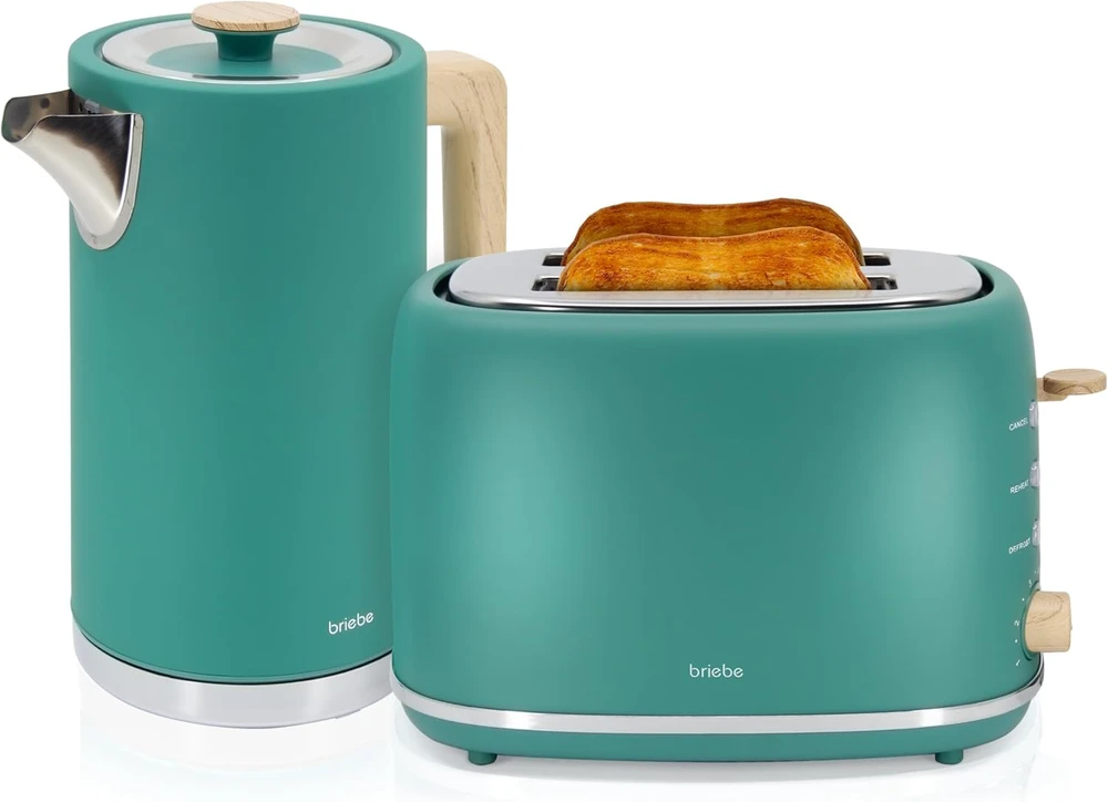 briebe pusryčių rinkinys Nordic – skrudintuvas 2 riekių, 6 lygių skrudinimas ir elektrinis virdulys 1,7 l, 2200 W