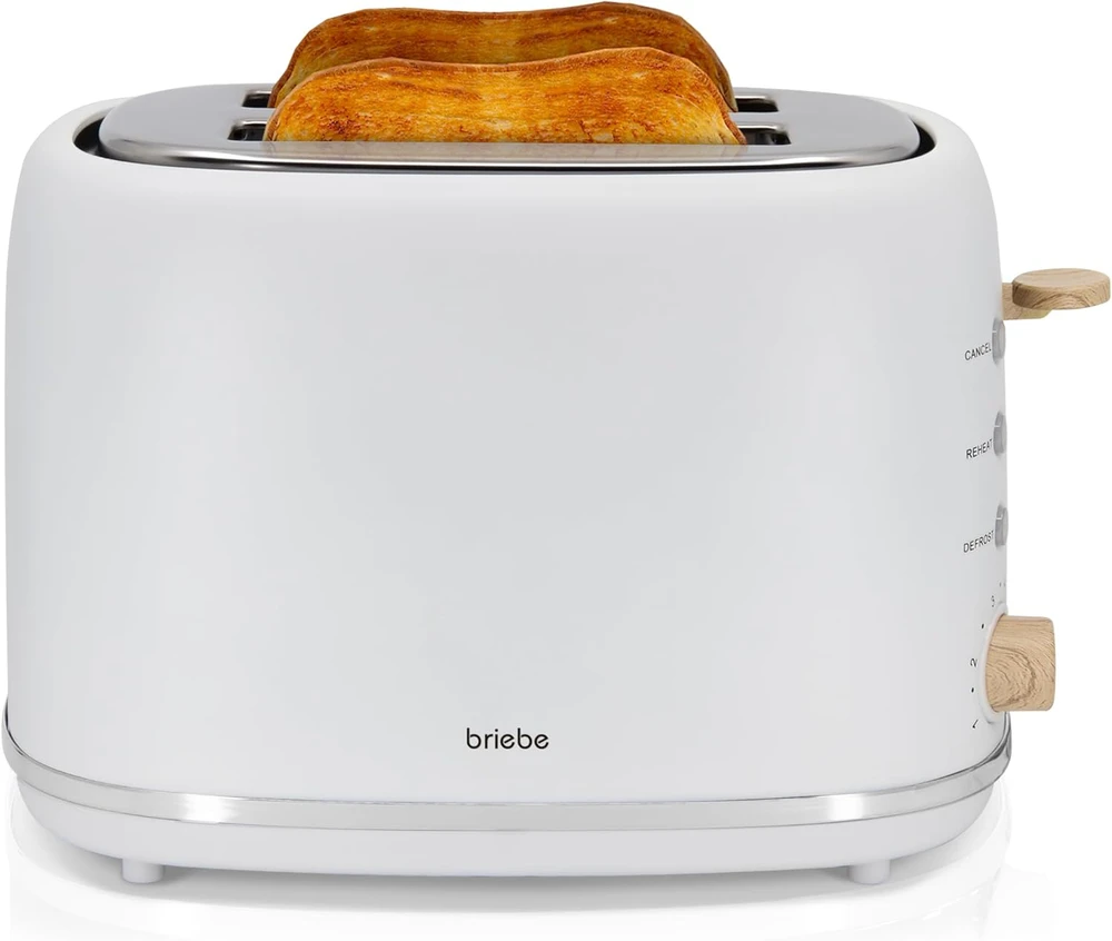 briebe pusryčių rinkinys: nordiško dizaino 2 riekelių skrudintuvas ir 1,7 l elektrinis virdulys, 2200 W, baltas