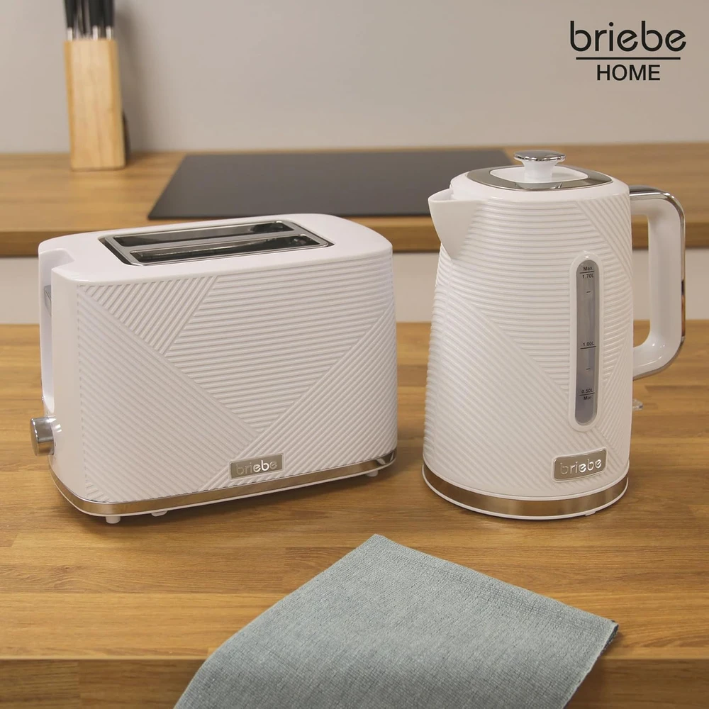 briebe virtuvės prietaisų rinkinys: skrudintuvas 2 riekėms, 7 lygiai, 870 W + elektrinis virdulys 1.7 l, 2200 W, nerūdijantis plienas