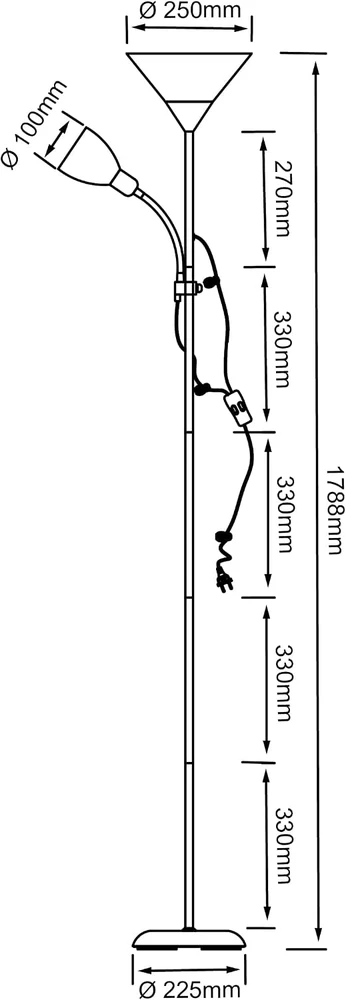 Toršeras Spari Brilliant 1xE27+1xE14 H180cm juodas