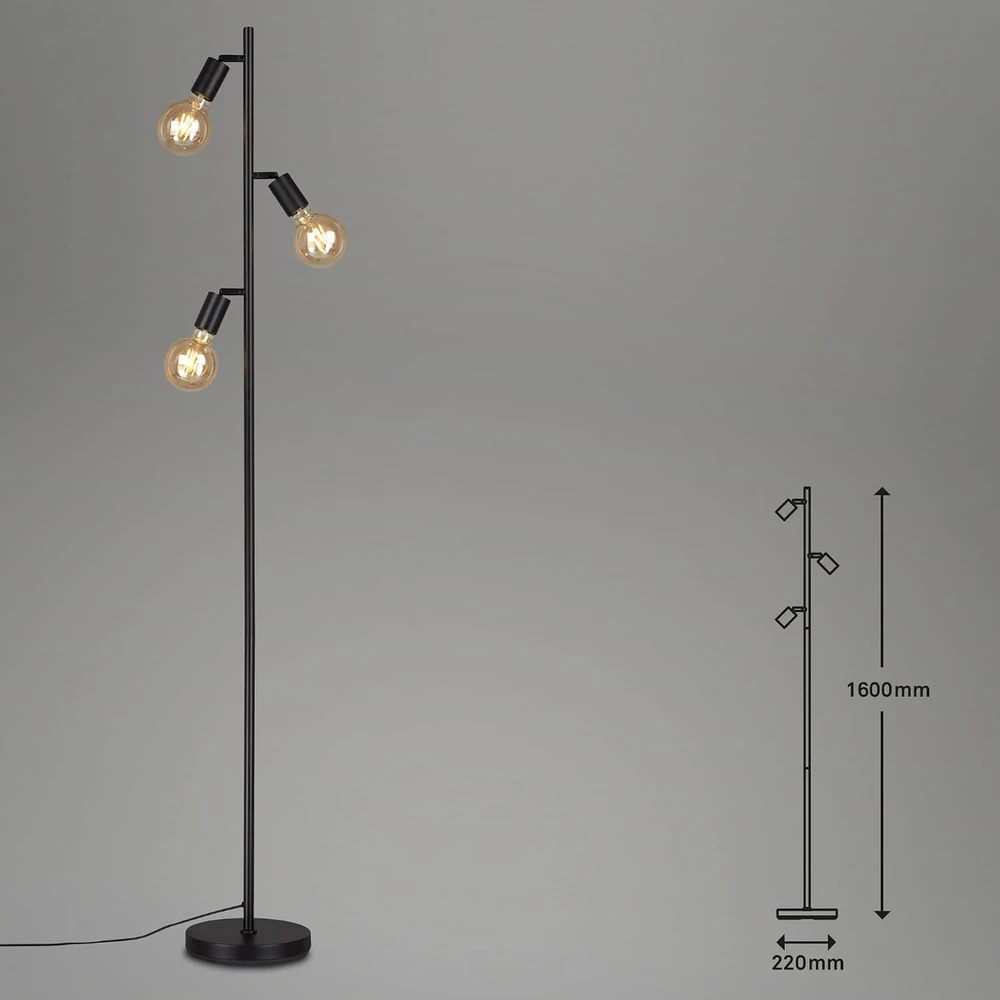 BRILONER grindinis šviestuvas su 3 E27 lizdais, pasukamomis galvutėmis, 160 cm, 1387-035