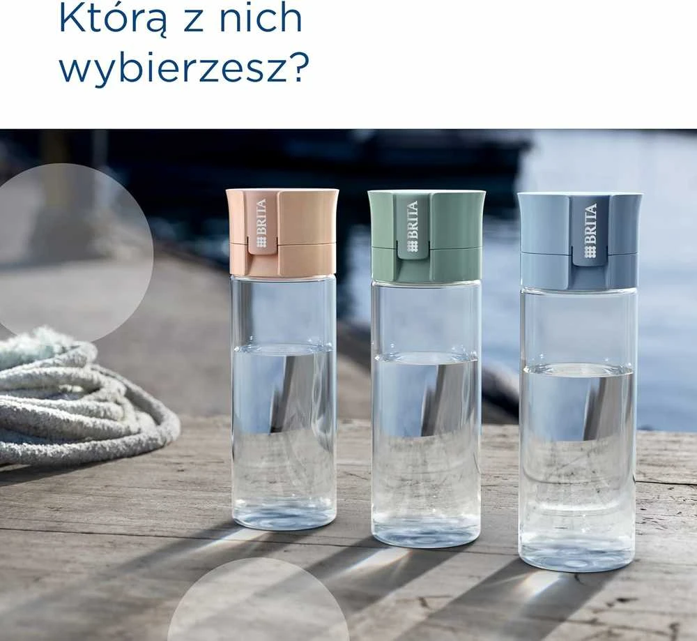 BRITA vandens butelis su filtru Vital 0,6 l, 2 MicroDisc filtrai, pastelinis mėlynas