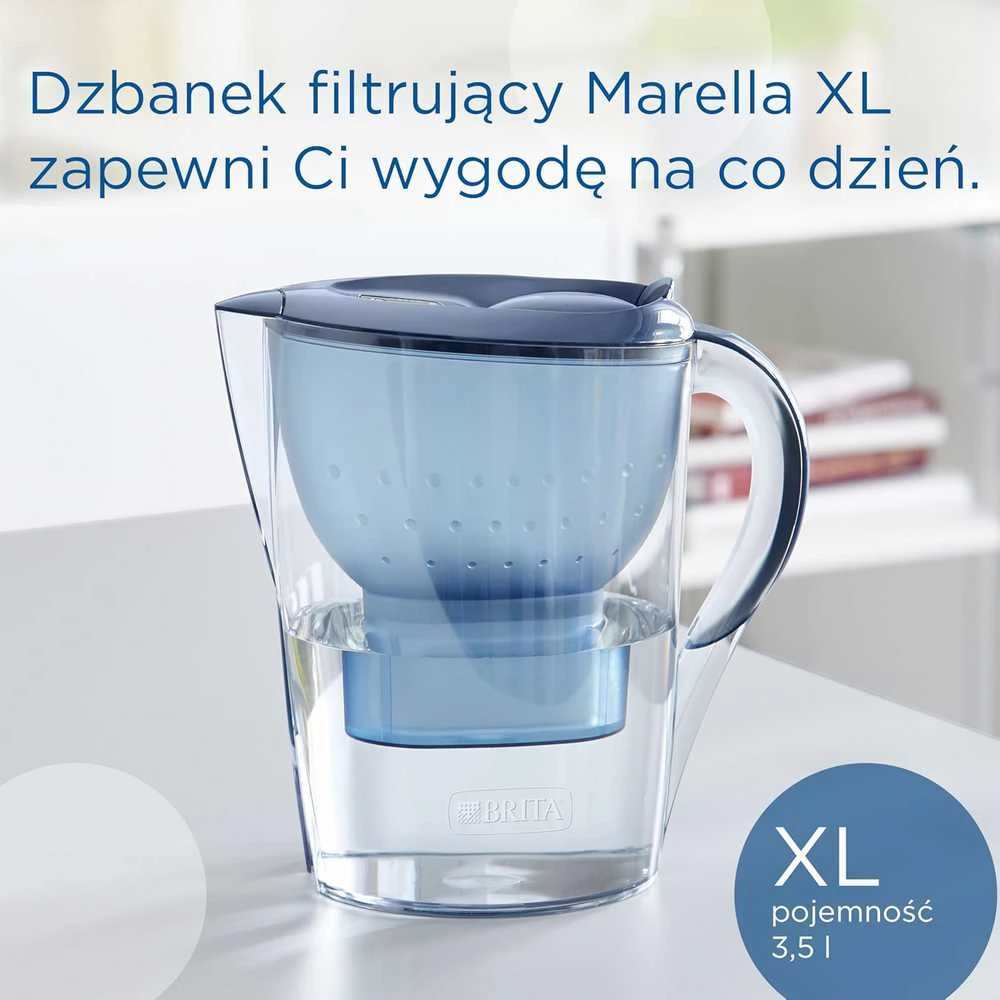 Brita vandens filtravimo ąsotis Marella XL 3,5L, elektrinis indikatorius, mėlynas, su MAXTRA PRO Pure Performance filtru