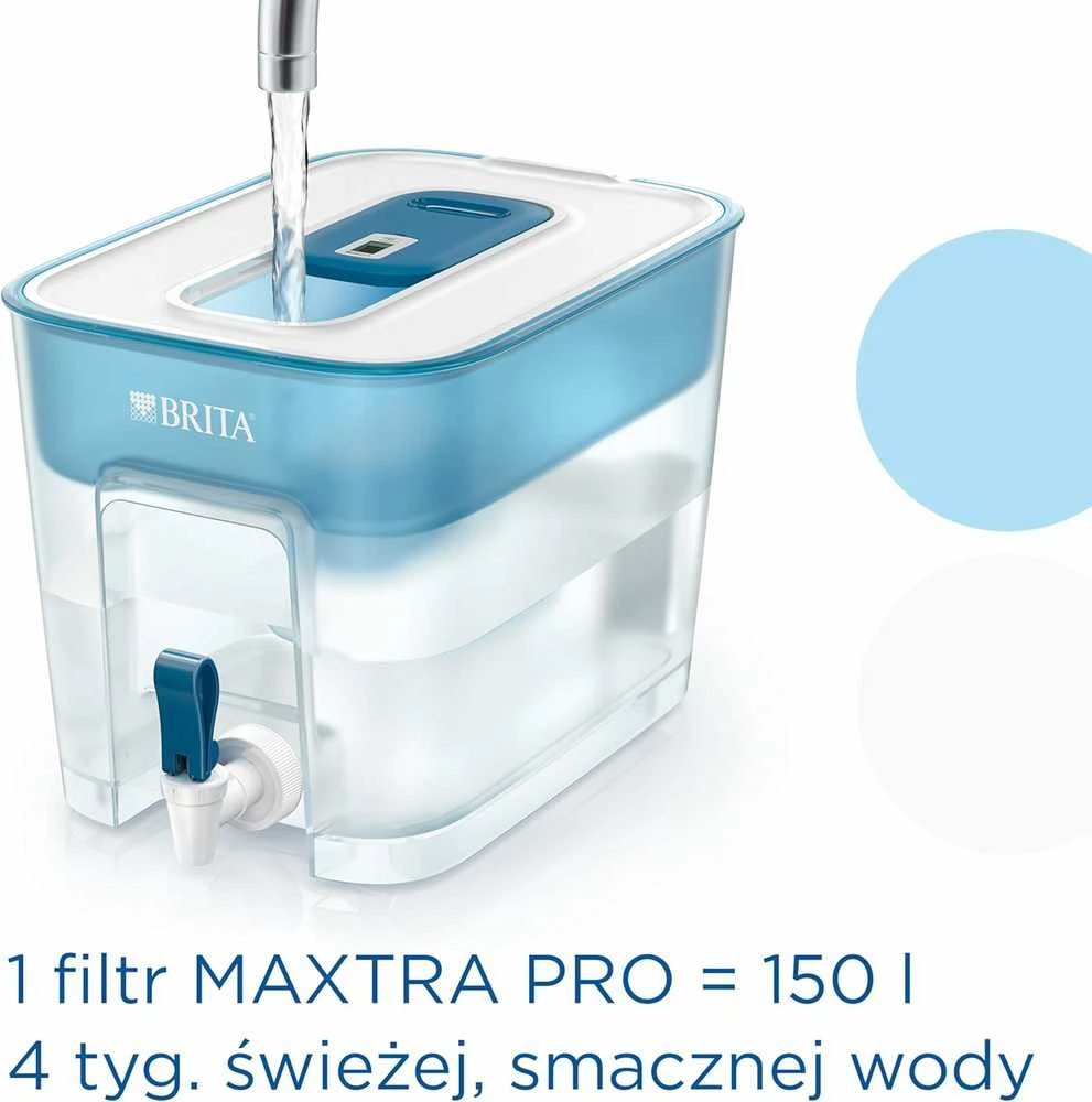 BRITA vandens filtravimo dozatorius su XXL Flow 8,2L talpa ir MAXTRA PRO Pure Performance filtru biurui ir šeimai