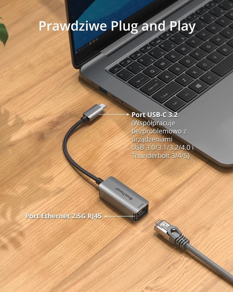 BrosTrend USB-C į Ethernet adapteris 2.5 Gb/s su USB-C 3.2 jungtimi