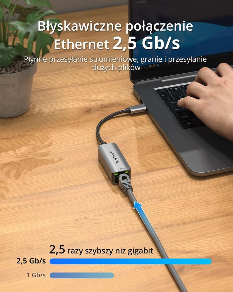 BrosTrend USB-C į Ethernet adapteris 2.5 Gb/s su USB-C 3.2 jungtimi