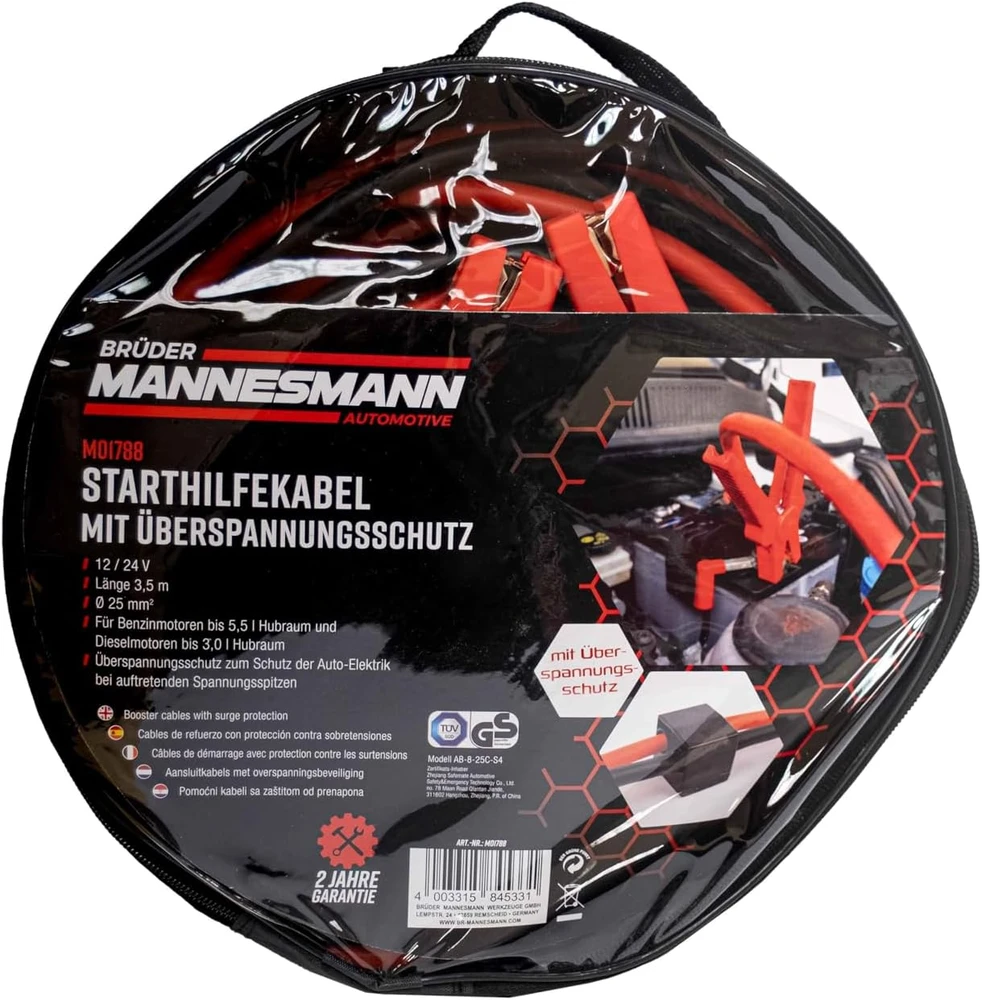 Brüder Mannesmann automobilio užvedimo laidai 25 mm², 3,5 m, 12/24 V M01788
