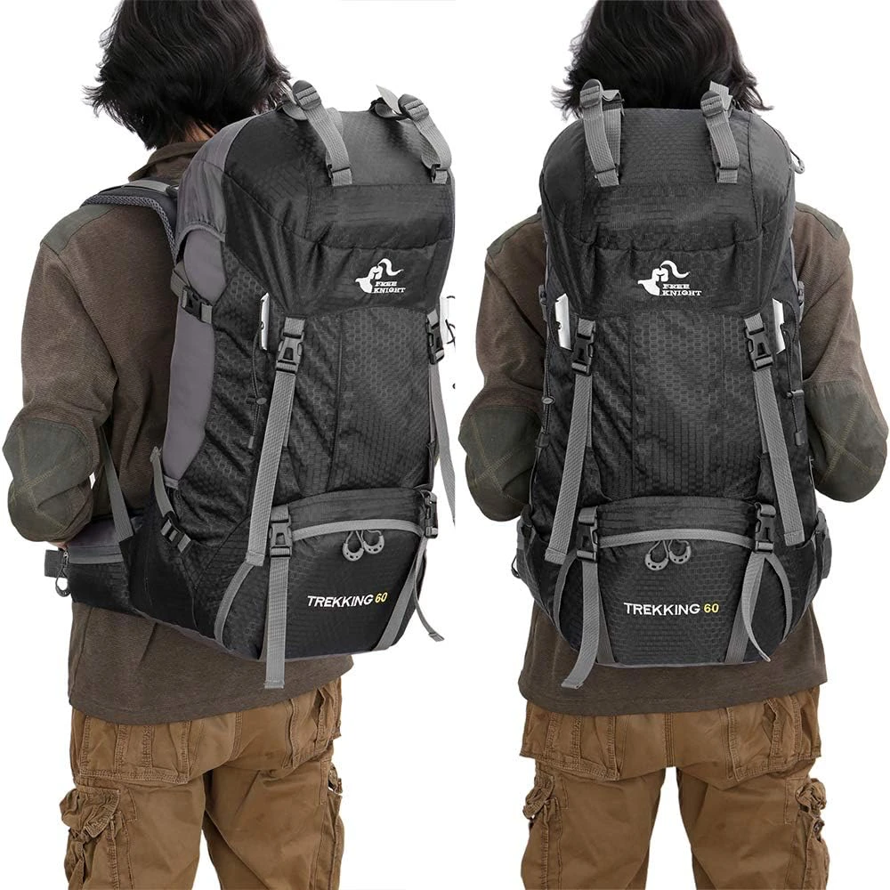 Bseash turistinis vandeniui atsparus 60 l kuprinė su lietaus uždangalu, 68 cm, juoda