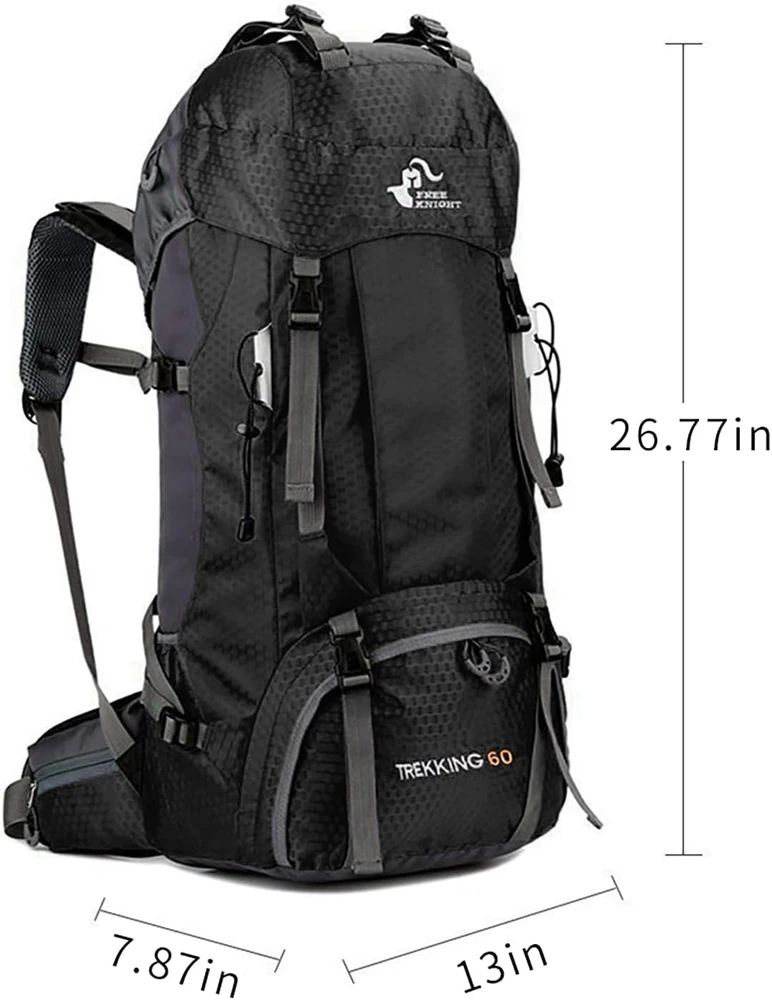 Bseash turistinis vandeniui atsparus 60 l kuprinė su lietaus uždangalu, 68 cm, juoda