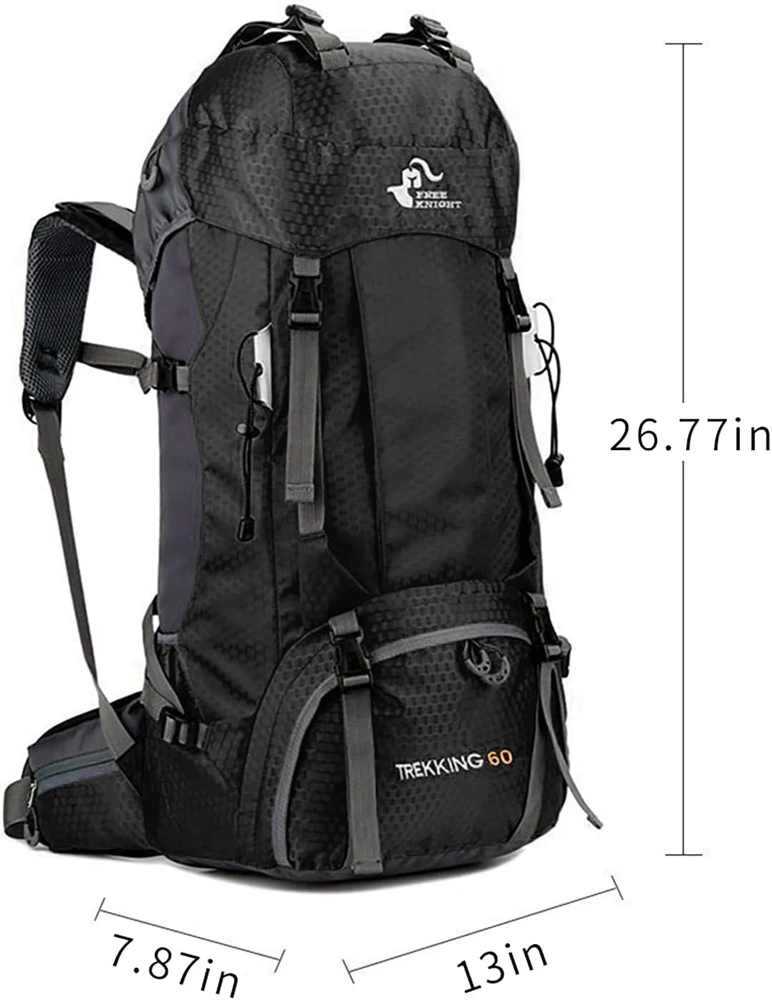Bseash turistinis vandeniui atsparus 60 l kuprinė su lietaus uždangalu, 68 cm, juoda