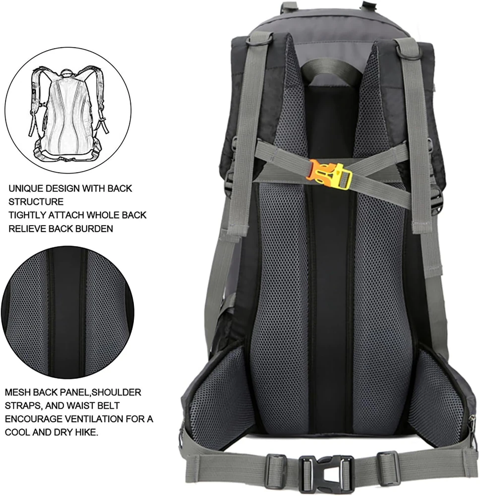Bseash turistinis vandeniui atsparus 60 l kuprinė su lietaus uždangalu, 68 cm, juoda