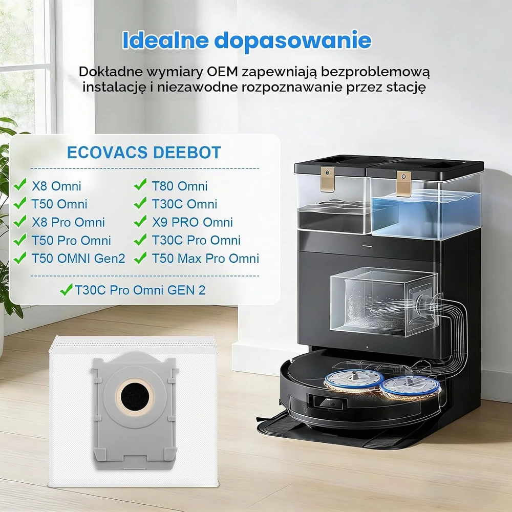 BTRSOLUS dulkių maišeliai ECOVACS DEEBOT stotelėms, 14 vnt., 4.2 l, modelis 14t50