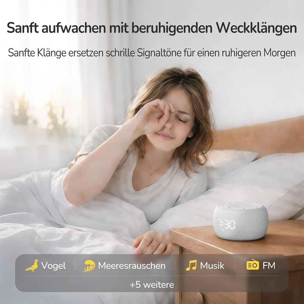 BUFFBEE radijo žadintuvas su Bluetooth garsiakalbiu, FM radiju ir naktine lempute DEGS6RA
