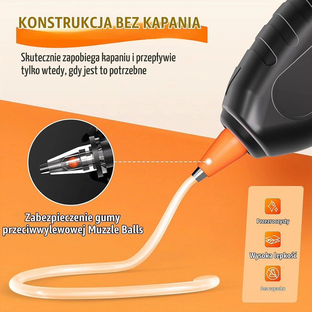 BURNNOVE belaidis karštų klijų pistoletas 3000 mAh, 7 mm, USB-C, RRQ-X
