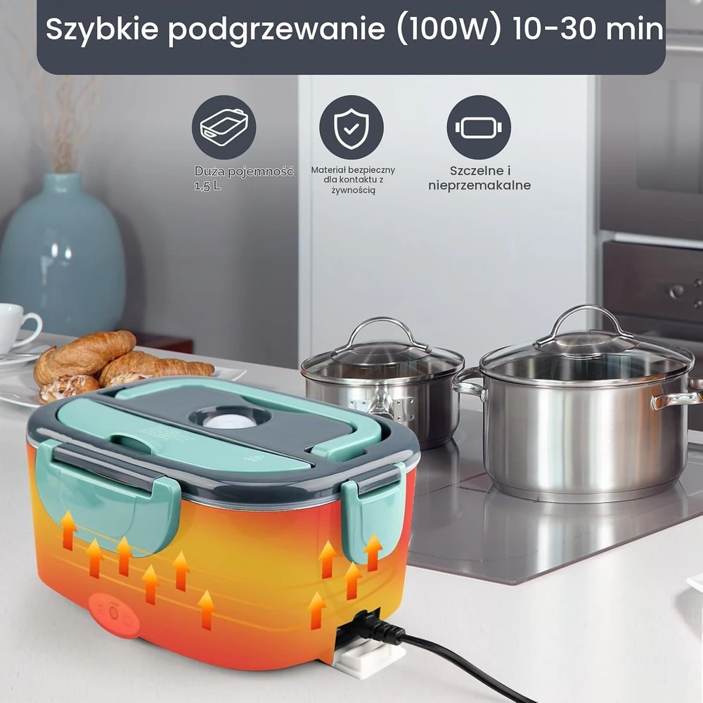 BYbrutek elektrinė pietų dėžutė 100 W, 1,5 l, 12 V/24 V/220 V, B0D6LDGR4X
